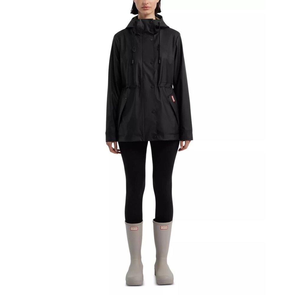 Hunter Abbey Short Rubberized Black Rain Jacket Women's Size Small New with Tag